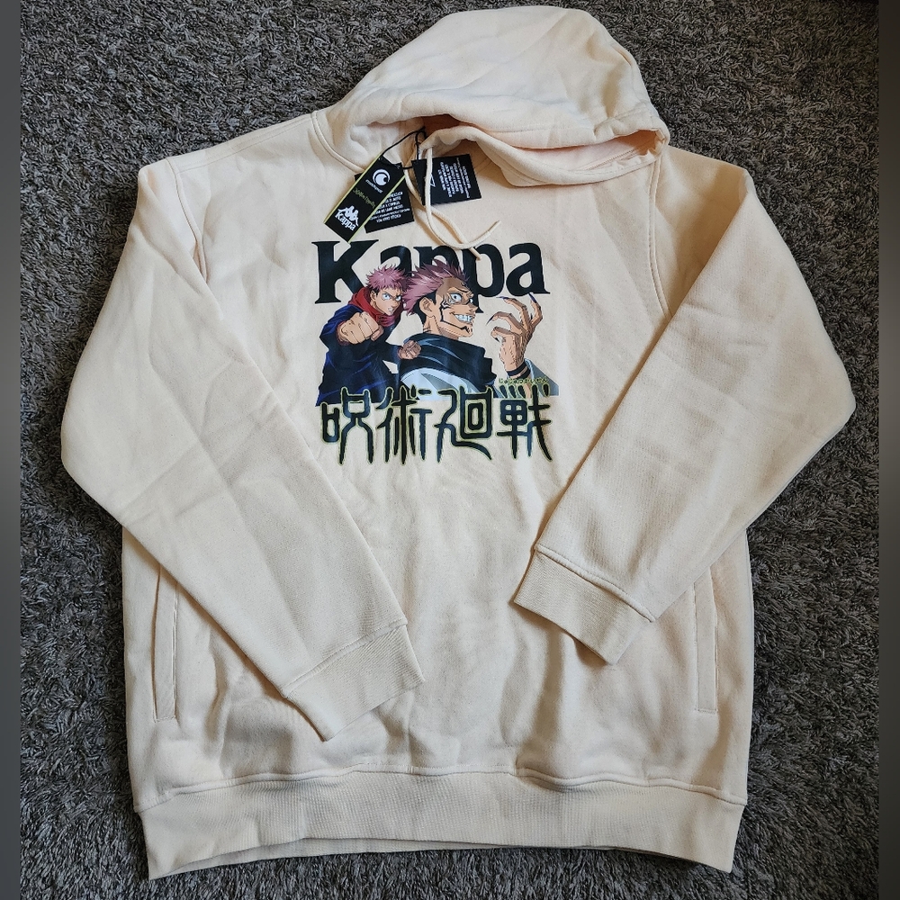 NWT Kappa x Jujutsu Kaisen Sukuna Crunchyroll Beige Cream Pullover Hoodie XXL